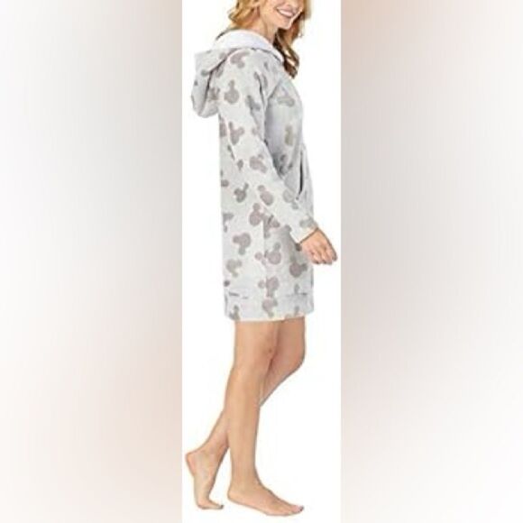 Disney Womens Mickey Mouse Fleece Lounge Hoodie Grey Small - Picture 2 of 14